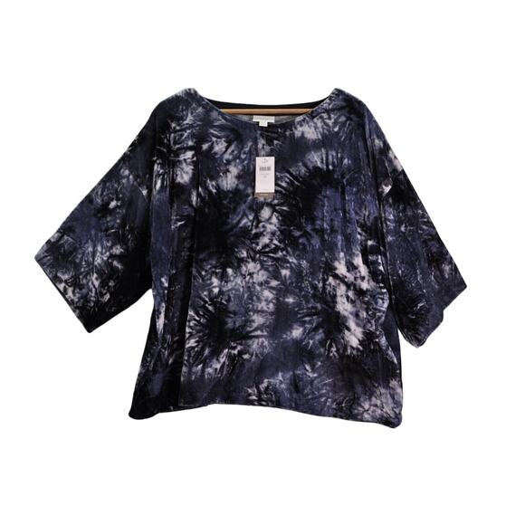 J. Jill Tops - NWT J.Jill Top‎ Women's XL Pure Jill Blue Velvet Tie Dye 3/4 Sleeve Soft Boho